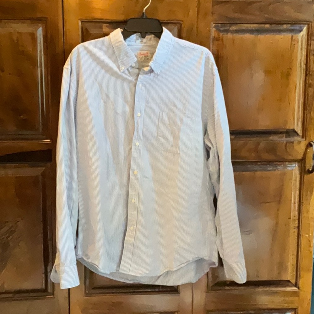 J. Crew Light Blue Striped Slim Casual Button-Down Shirt
